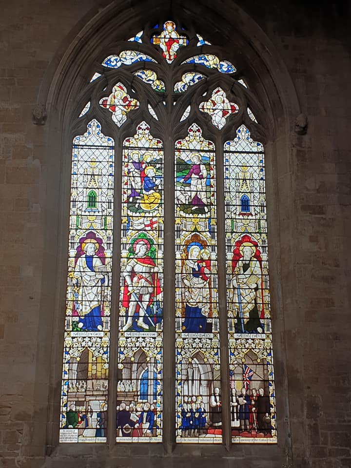 Stained glass window in St Botolph’s Church Boston UK